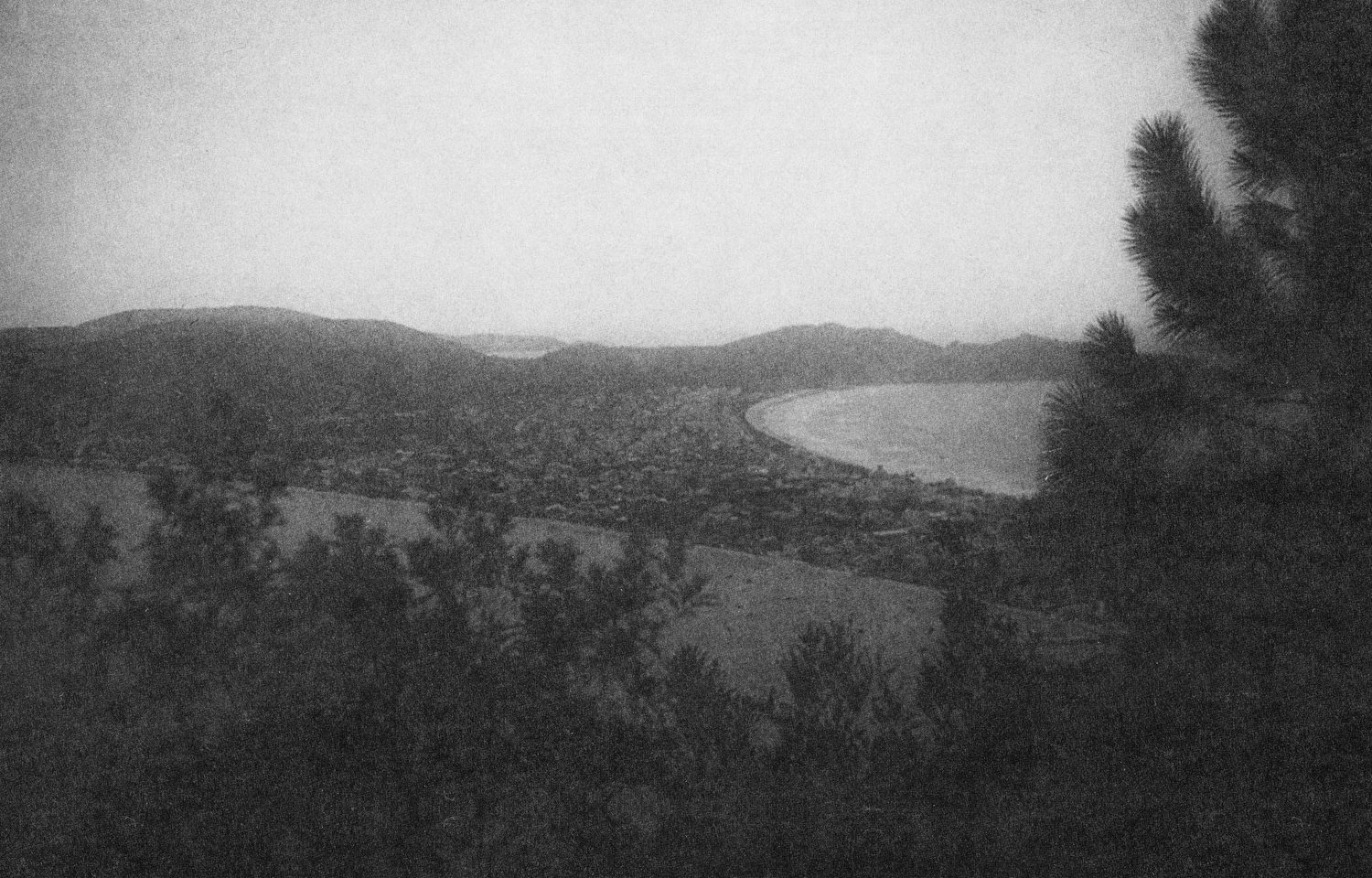 Paisagem granulada em preto e branco